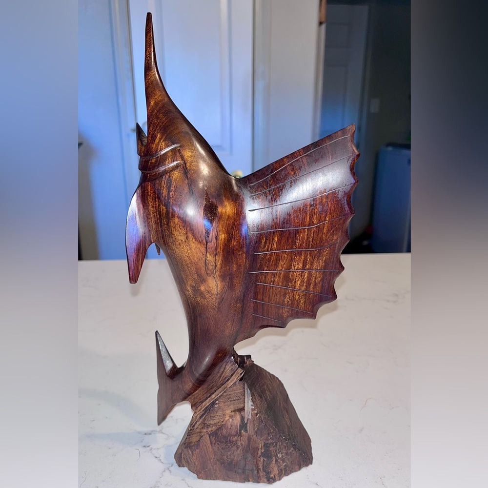 Vintage Ironwood Statue - Marlin, Sailfish, Swordfish 10” tall